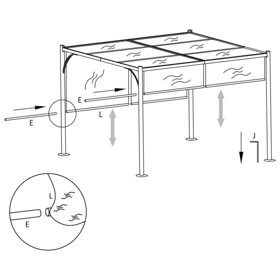 Pérgola de jardín con tejado retráctil gris taupe 3x3m 180