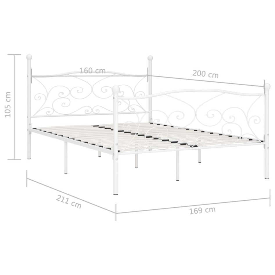 Estructura de cama con somier metal blanco 160x200