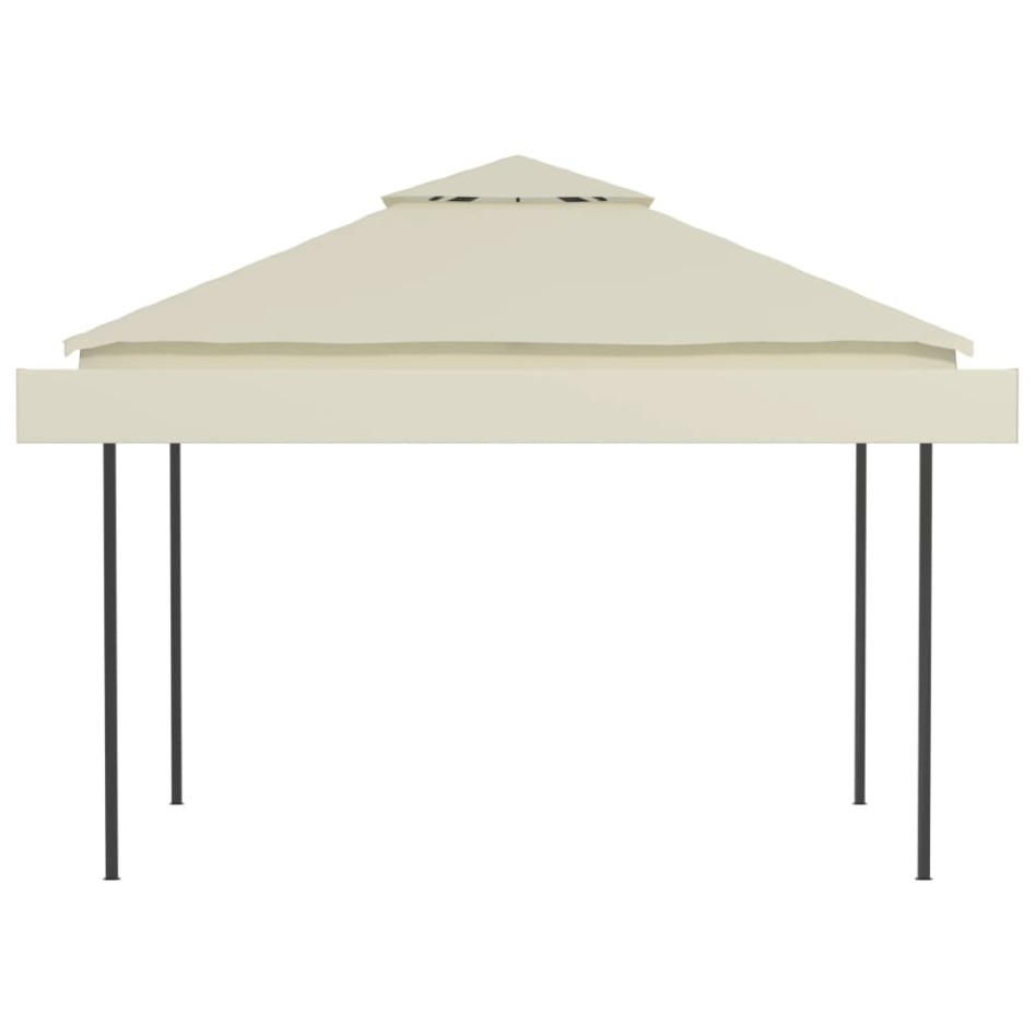 Cenador con tejado doble extensible crema 3x3x2,75m