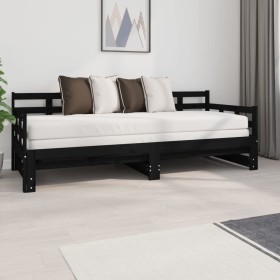 Sofá cama extraíble madera maciza de pino negro 2x(80x200)