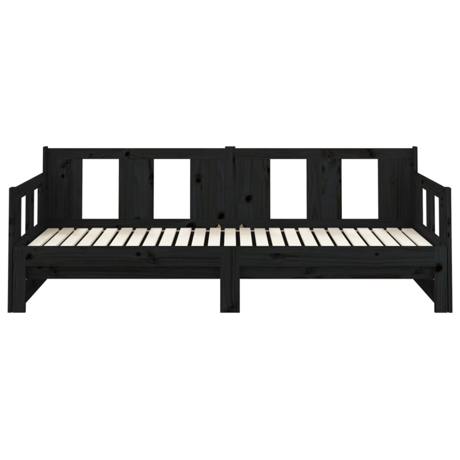 Sofá cama extraíble madera maciza de pino negro 2x(90x200)