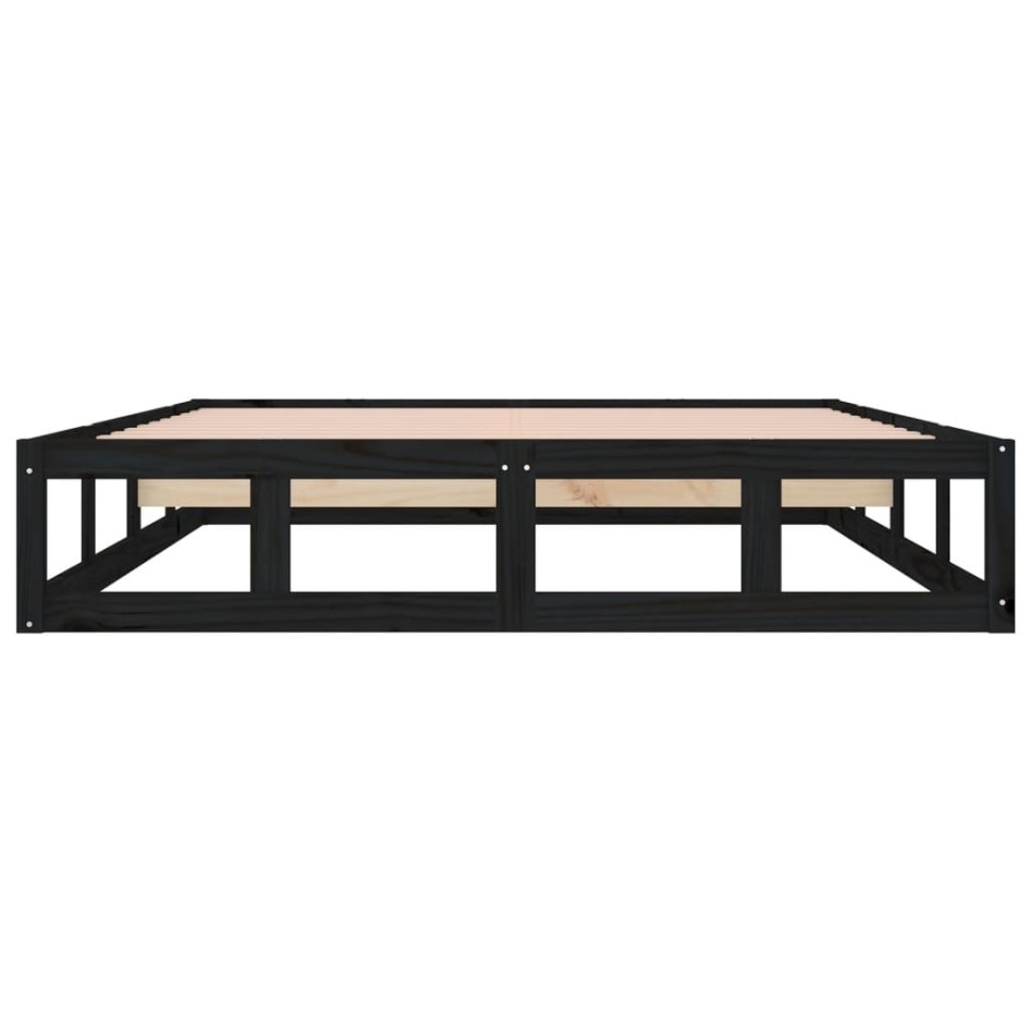 Estructura de cama madera maciza negra 120x200
