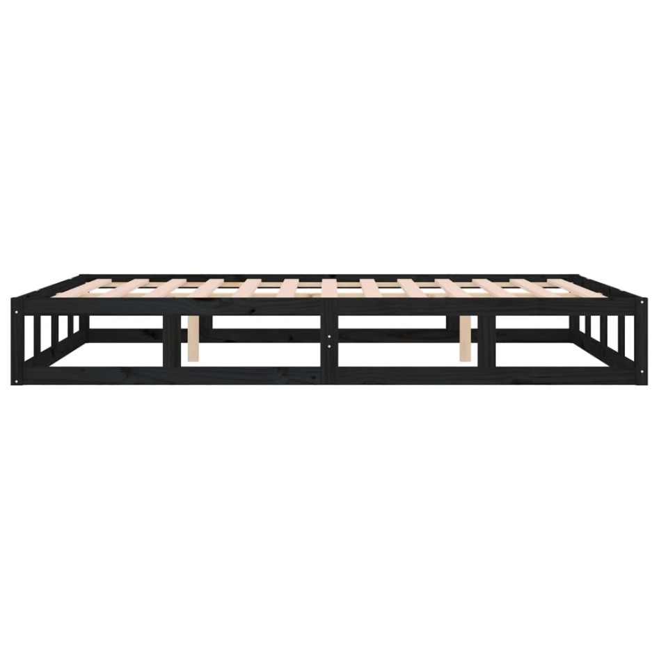 Estructura de cama madera maciza negra 120x200