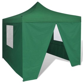 Cenador plegable verde con 4 paredes 3x3