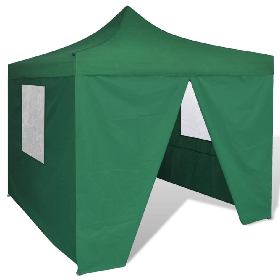 Cenador plegable verde con 4 paredes 3x3