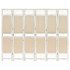 Biombo divisor de 6 paneles de tela color crema 210x165