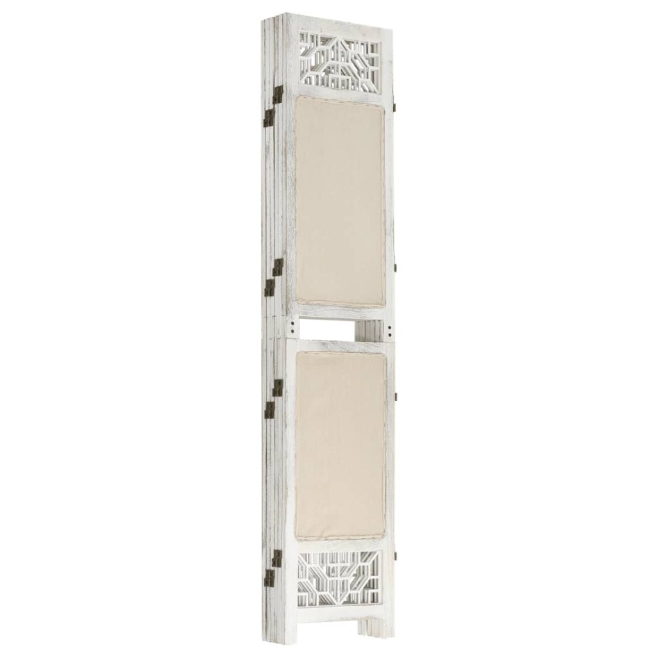 Biombo divisor de 6 paneles de tela color crema 210x165