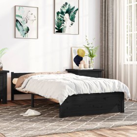 Estructura de cama madera maciza negro 90x200