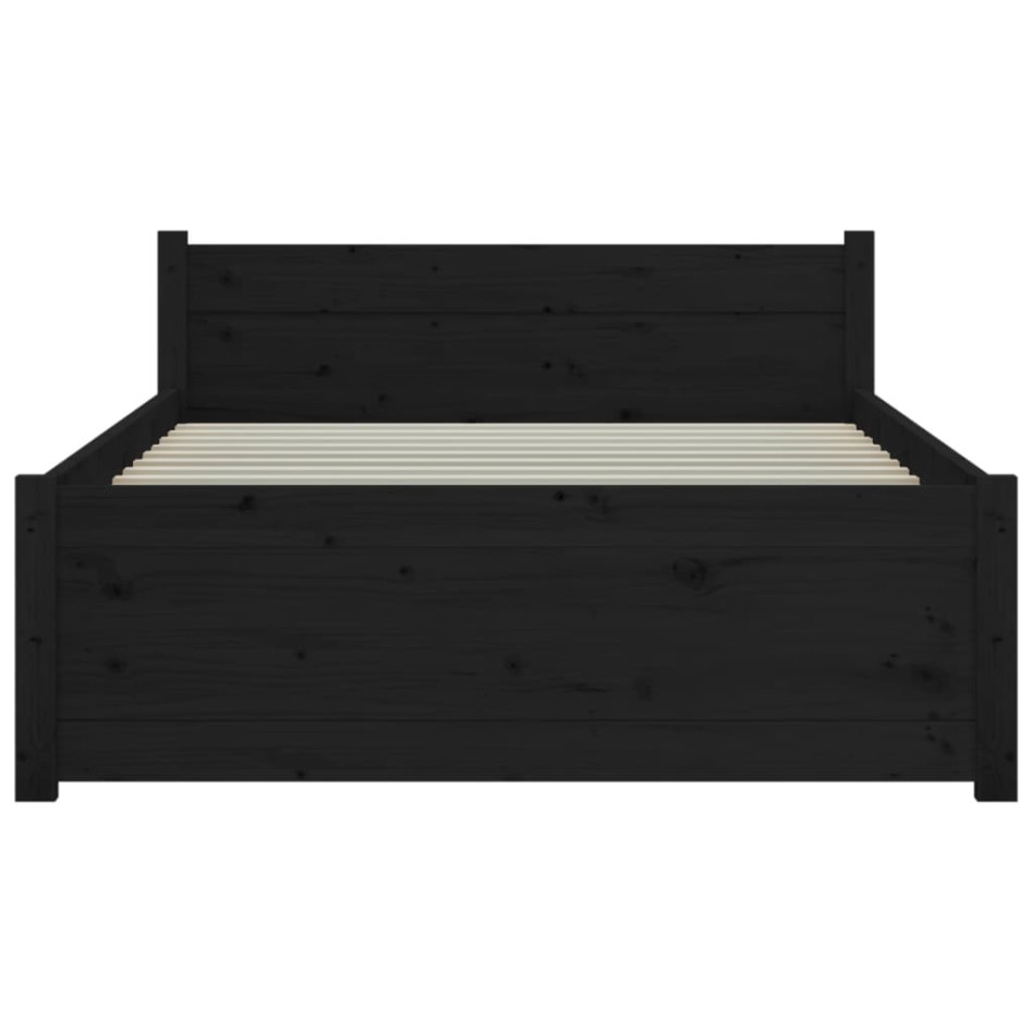 Estructura de cama madera maciza negro 90x200