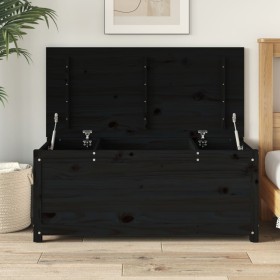Caja de almacenaje madera maciza de pino negro 110x50x45,5