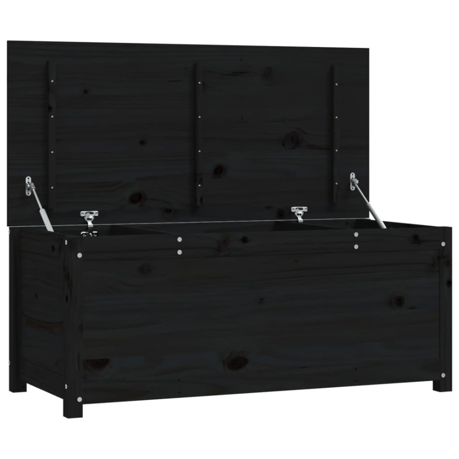 Caja de almacenaje madera maciza de pino negro 110x50x45,5
