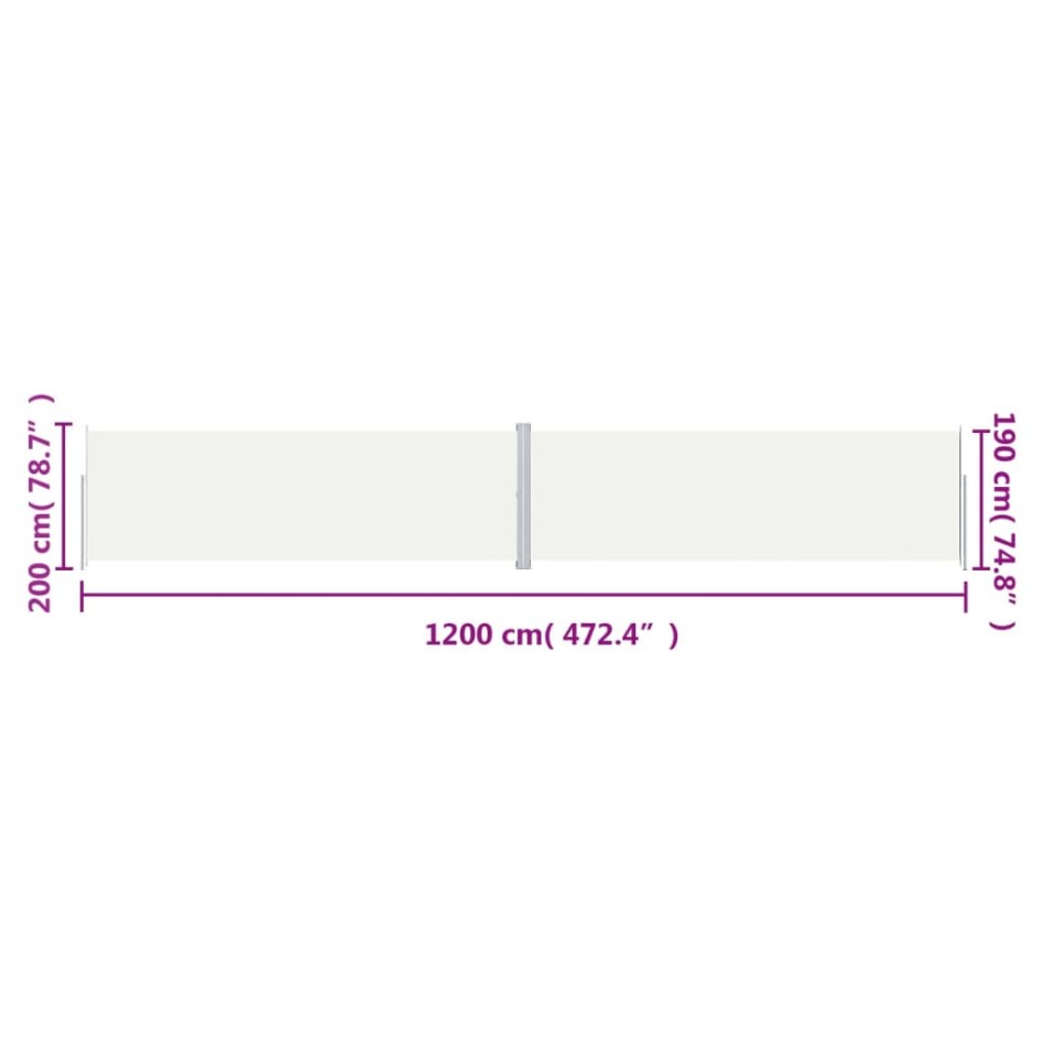 Toldo lateral retráctil crema 200x1200