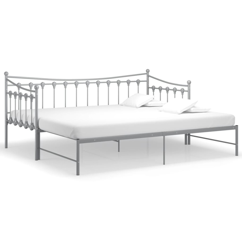 Estructura de sofá cama extraíble de metal gris 90x200