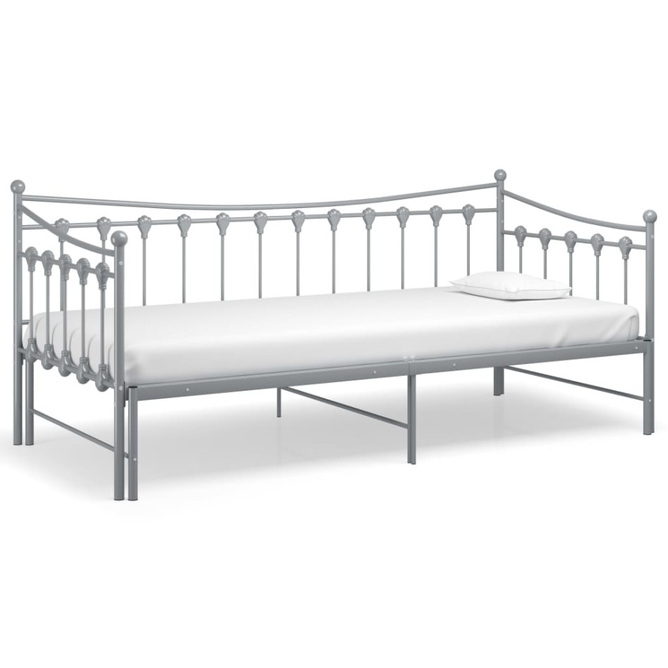 Estructura de sofá cama extraíble de metal gris 90x200