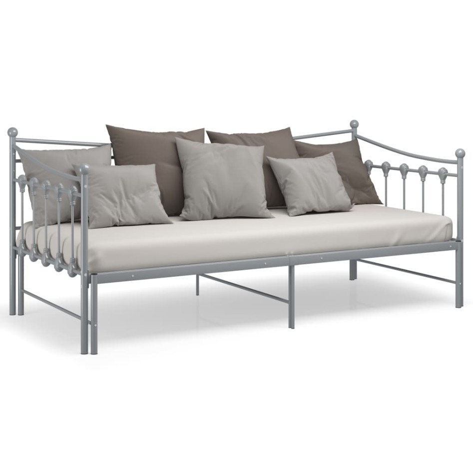 Estructura de sofá cama extraíble de metal gris 90x200