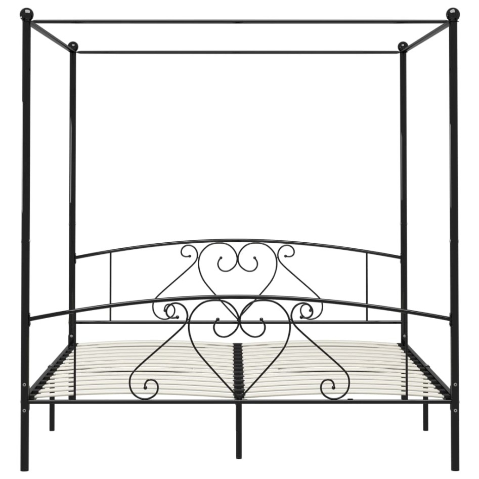Estructura de cama con dosel metal negro 200x200