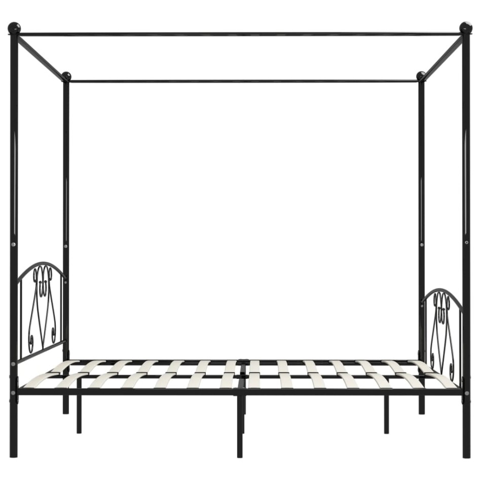 Estructura de cama con dosel metal negro 200x200