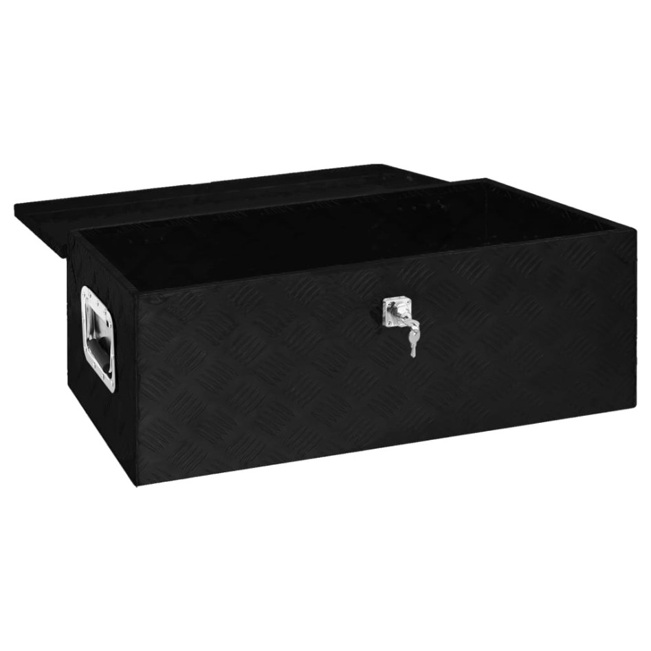 Caja de almacenaje de aluminio negro 90x47x33,5