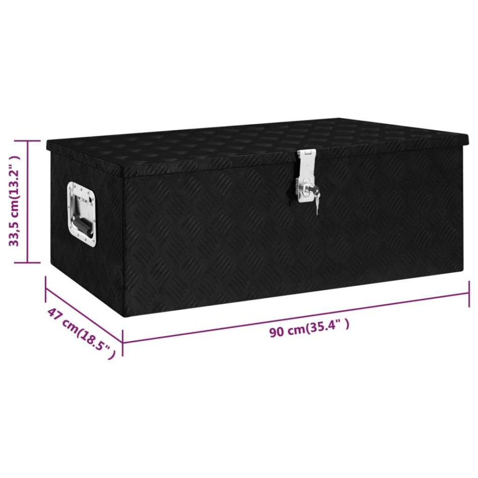 Caja de almacenaje de aluminio negro 90x47x33,5
