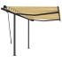 Toldo manual retráctil con postes amarillo y blanco 3,5x2,5