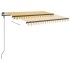 Toldo manual retráctil con postes amarillo y blanco 3,5x2,5
