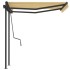 Toldo manual retráctil con postes amarillo y blanco 3,5x2,5