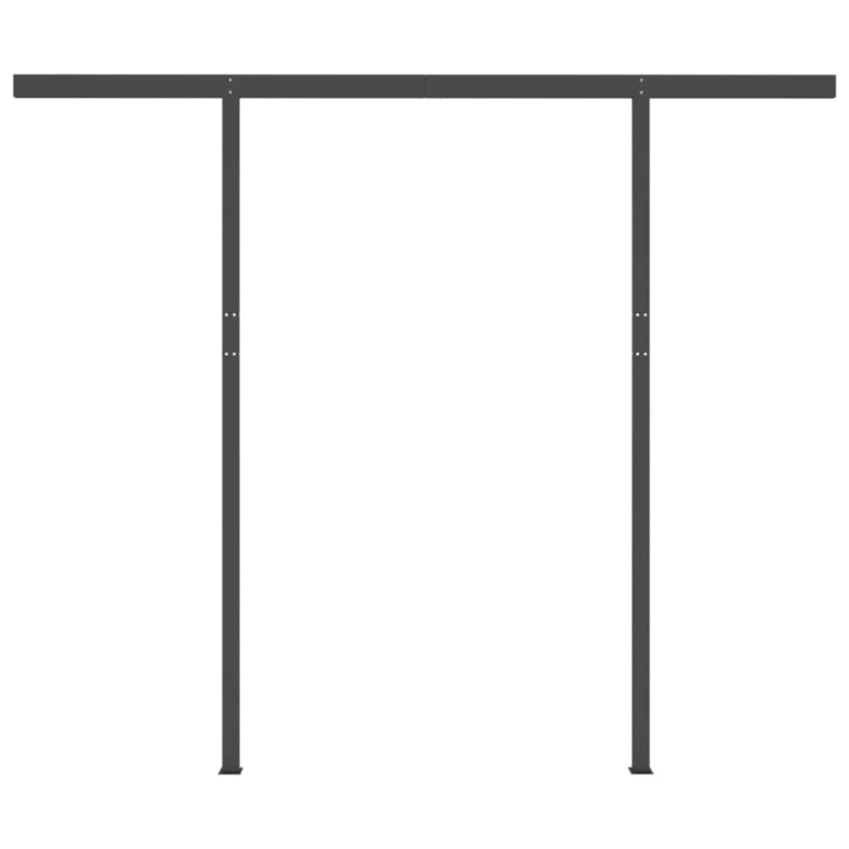 Toldo manual retráctil con postes amarillo y blanco 3,5x2,5