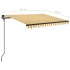 Toldo manual retráctil con postes amarillo y blanco 3,5x2,5