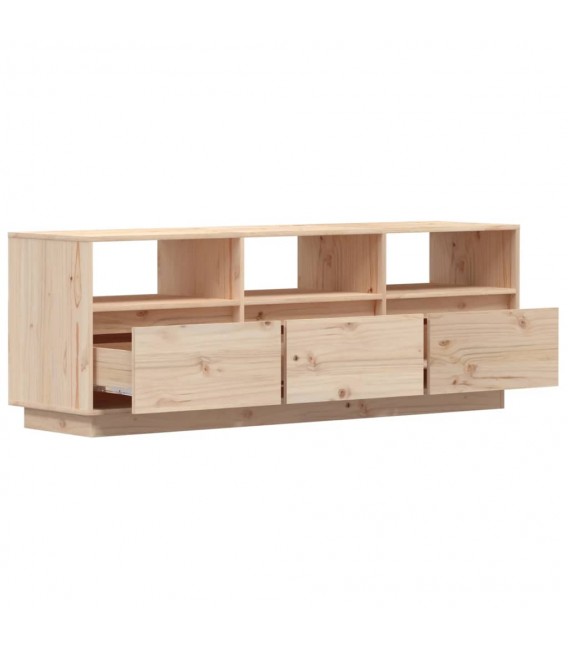 Mueble de TV de madera maciza de pino 140x37x50 cm