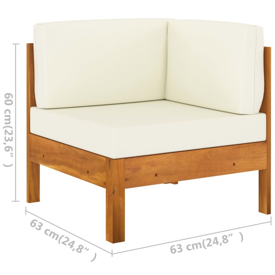 Muebles de jardín 2 pzas cojines blanco crema madera de
