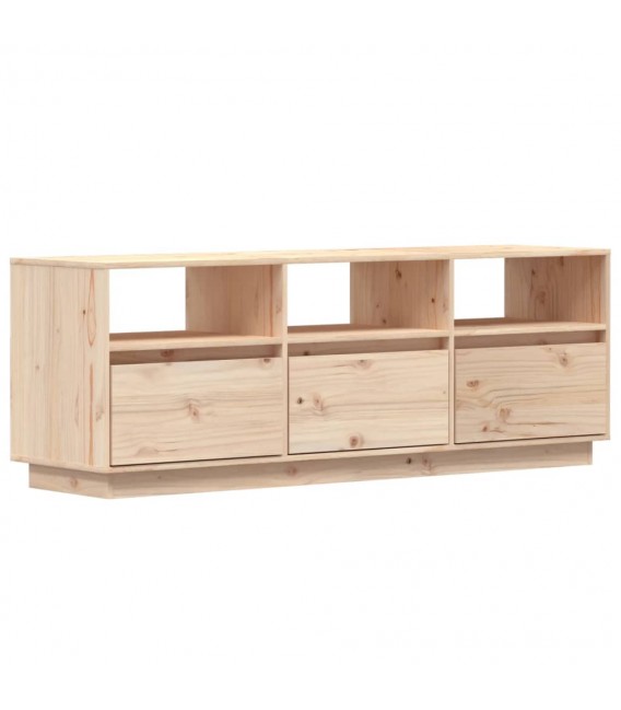 Mueble de TV de madera maciza de pino 140x37x50 cm