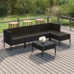 Set de muebles de jardín 6 pzas y cojines ratán sintético negro