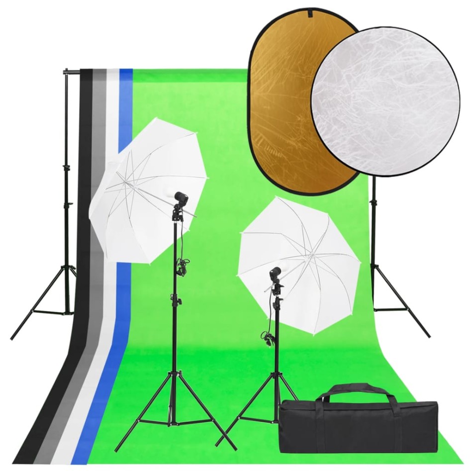 Kit de estudio fotográfico con set de luces, fondo y