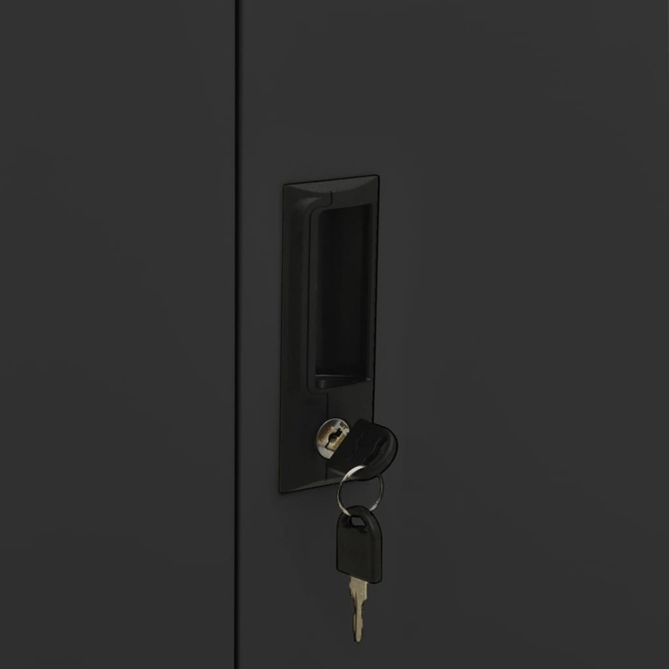 Armario de oficina con macetero acero antracita 90x40x125