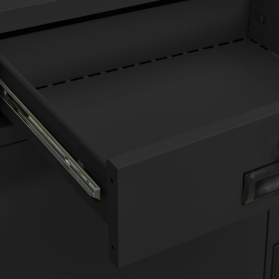 Armario de oficina con macetero acero antracita 90x40x125