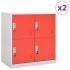 Armarios taquilla 2 uds de acero gris y rojo 90x45x92,5