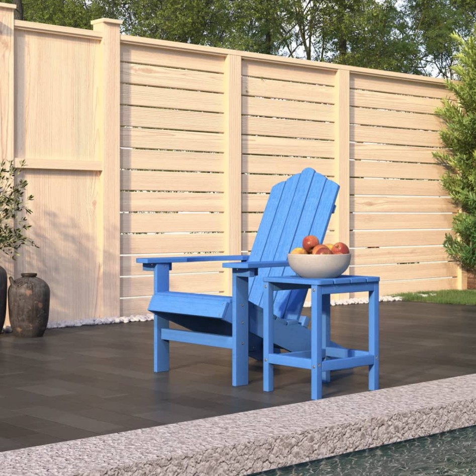 Silla de jardín Adirondack con mesa HDPE azul