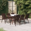 Juego de comedor de jardín 7 piezas marrón y negro