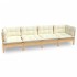 Muebles de jardín 4 pzas y cojines madera maciza de pino
