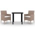 Set comedor de jardín 3 pzas y cojines ratán sintético y