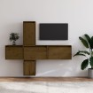Muebles para TV 5 piezas madera maciza de pino marrón miel