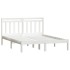 Estructura cama doble pequeña madera maciza blanco 120x190