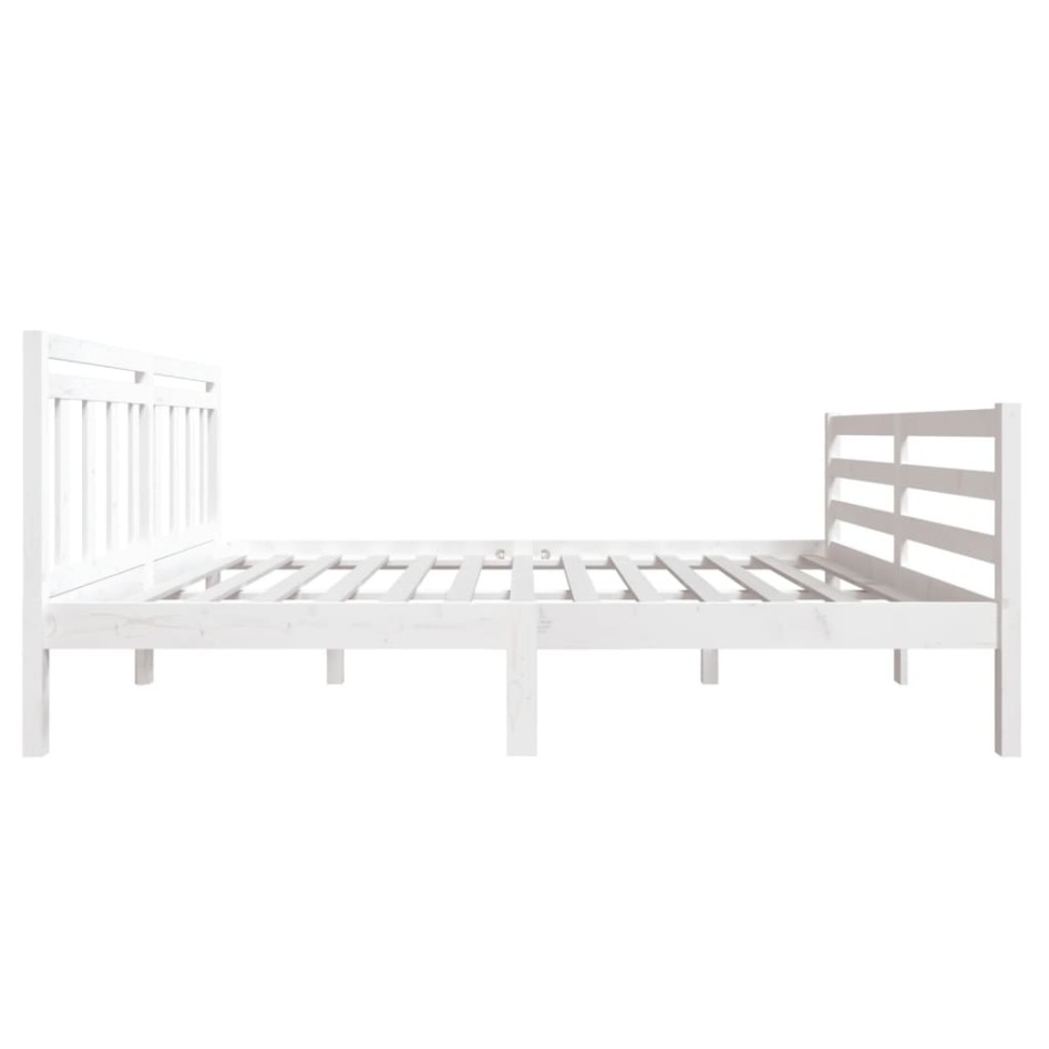Estructura de cama doble de madera maciza blanco 135x190