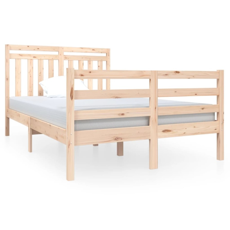 Estructura de cama doble pequeña de madera maciza 120x190