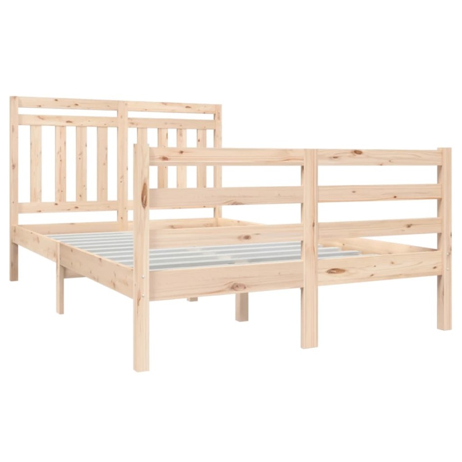 Estructura de cama doble pequeña de madera maciza 120x190