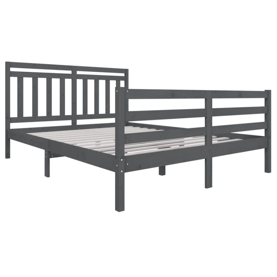 Estructura de cama de madera maciza gris 160x200