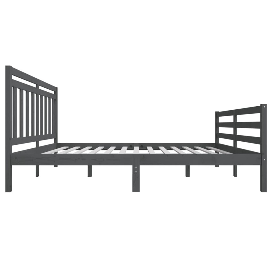 Estructura de cama de madera maciza gris 160x200