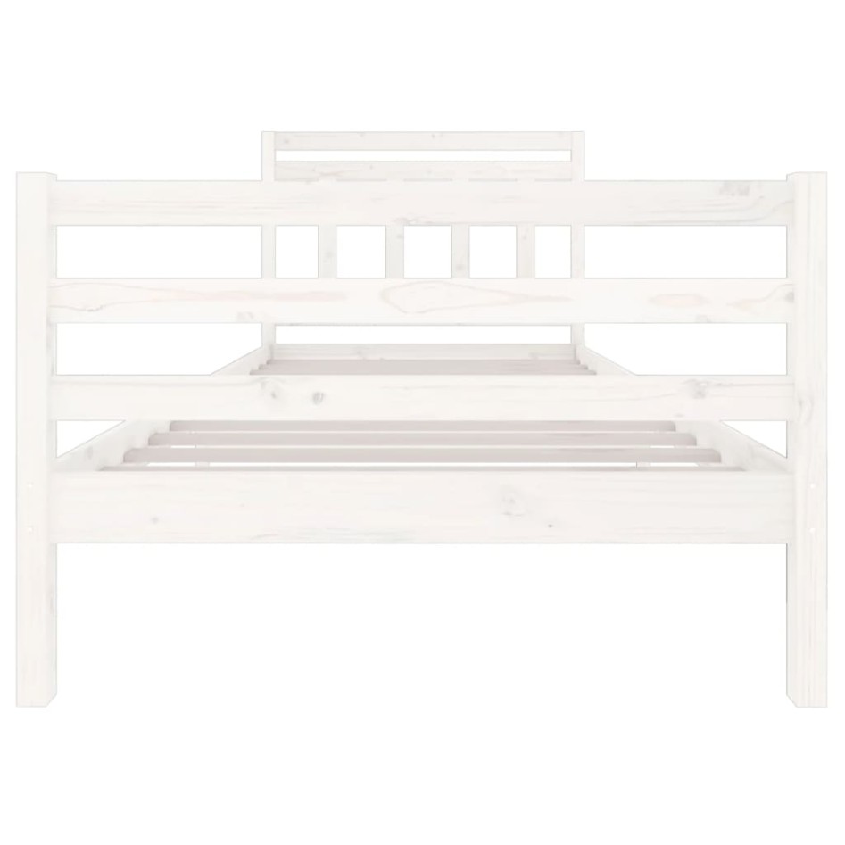 Estructura de cama madera maciza blanca 100x200