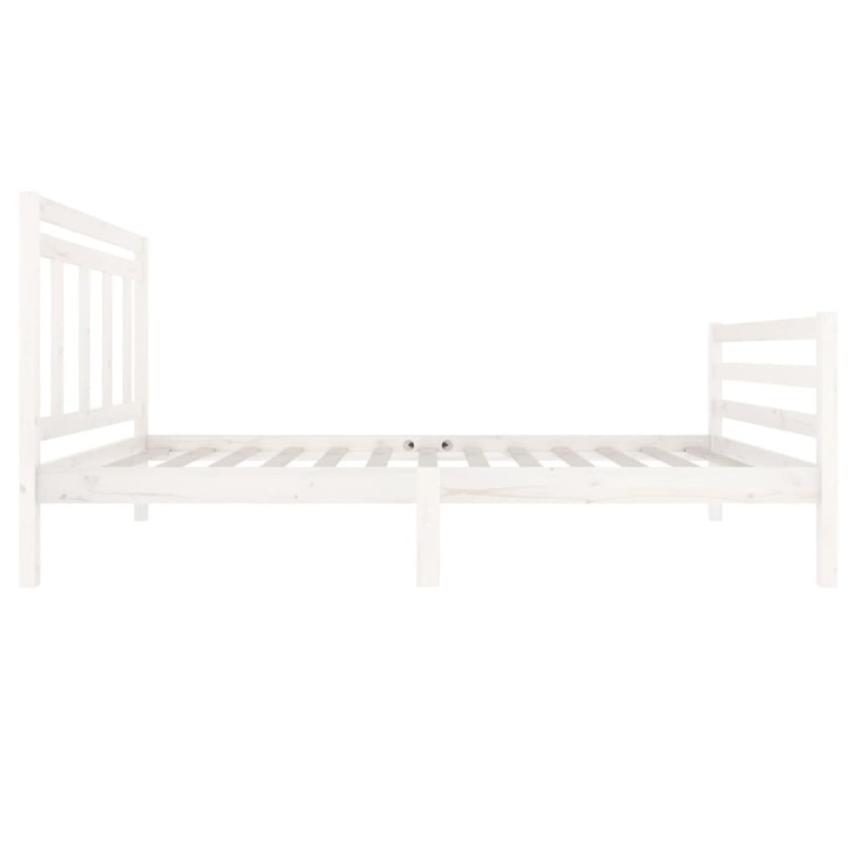 Estructura de cama madera maciza blanca 100x200