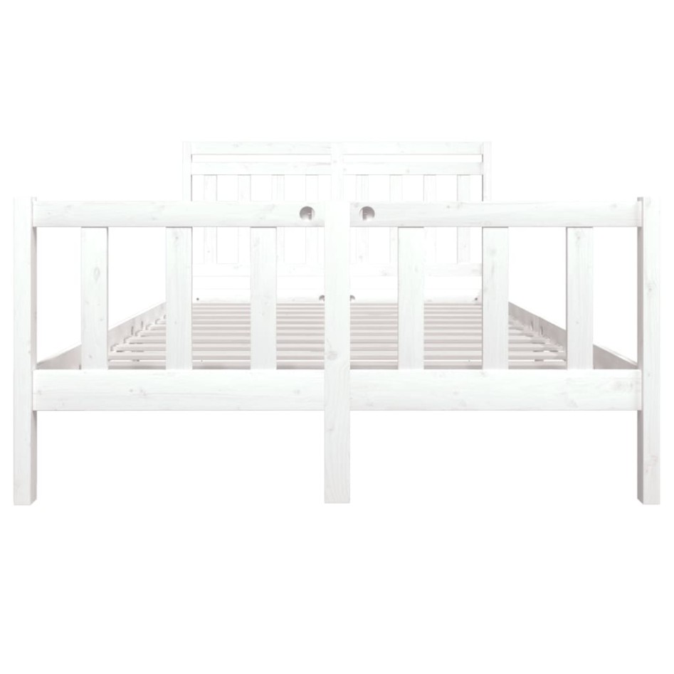 Estructura de cama de madera maciza blanca 140x190